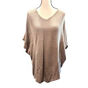 Premise Women's XL‎ Cashmere Blend Sweater Top Beige Tan Knit Pullover Poncho